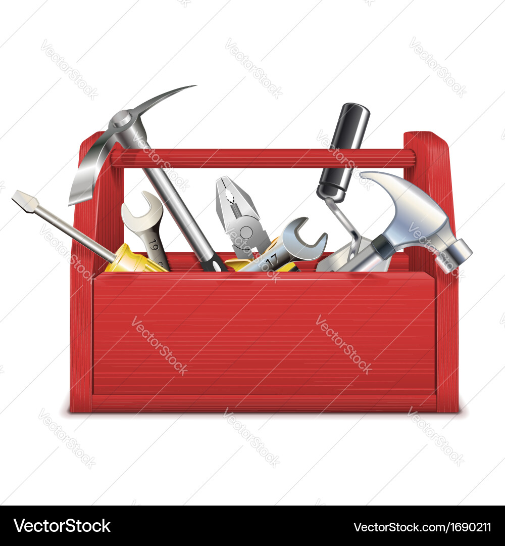 Red Toolbox with Tools vector image