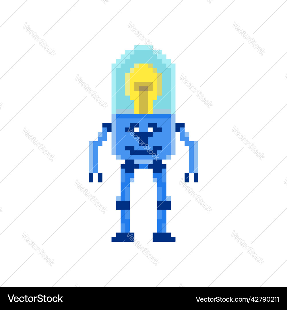 Robot in pixel art style Robot in pixel art style vector image