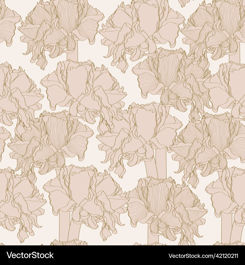 Seamless pattern with hand drawn line ranunculus Seamless pattern with hand drawn line ranunculus vector image
