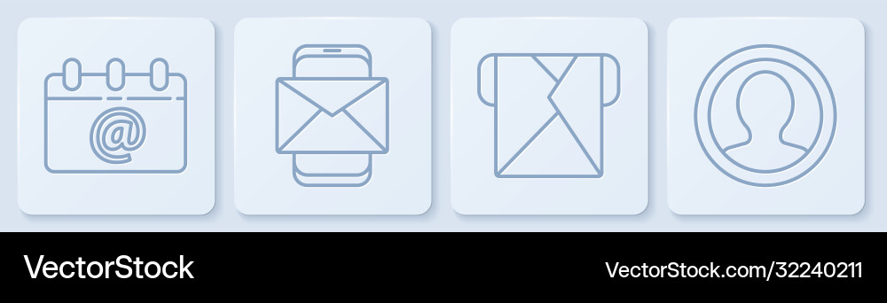 Set line calendar with email envelope mobile vector image