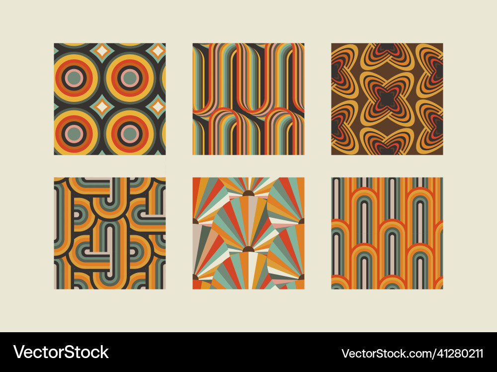 Set of retro seamless patterns inspired Set of retro seamless patterns inspired vector image