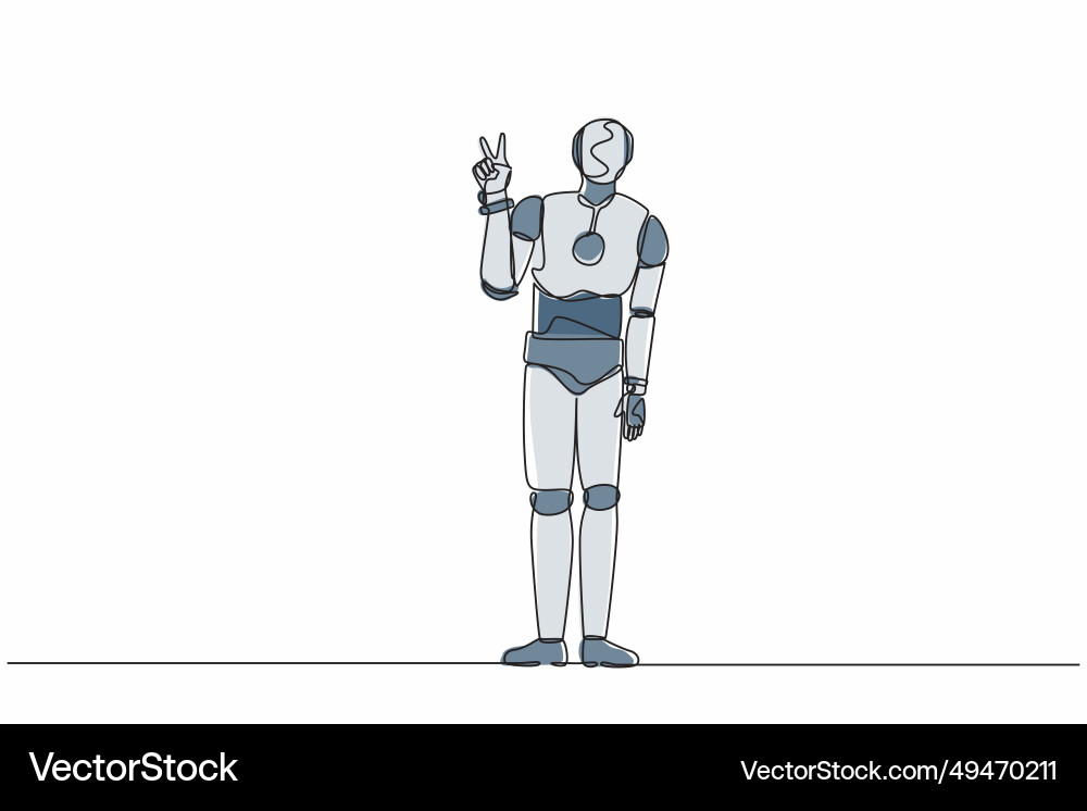 Single continuous line drawing robot showing Vector Image