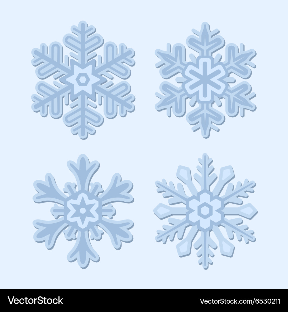 Snowflake winter set isolated on light background vector image