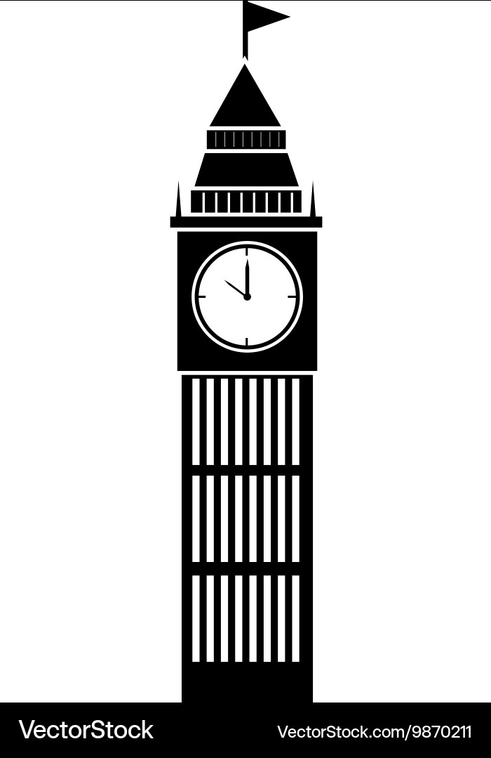 Tower clock building vector image