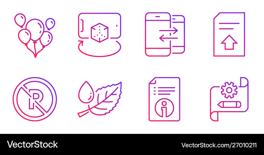 Upload file technical info and balloons icons set Upload file technical info and balloons icons set vector image