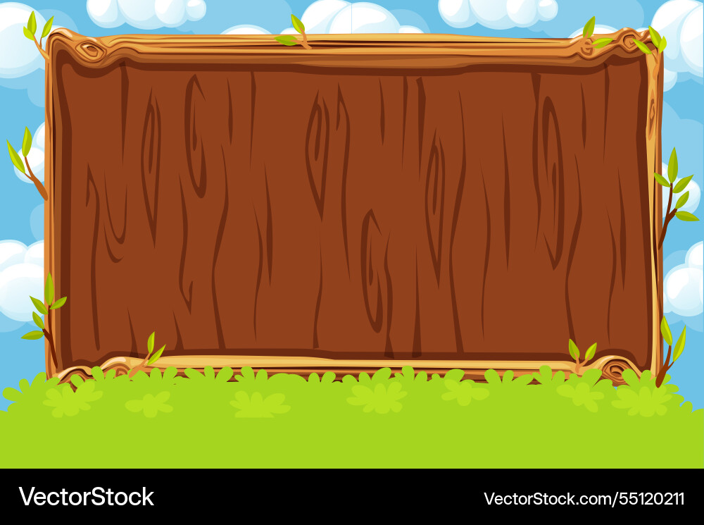 Wooden board for game ui background or screen Vector Image