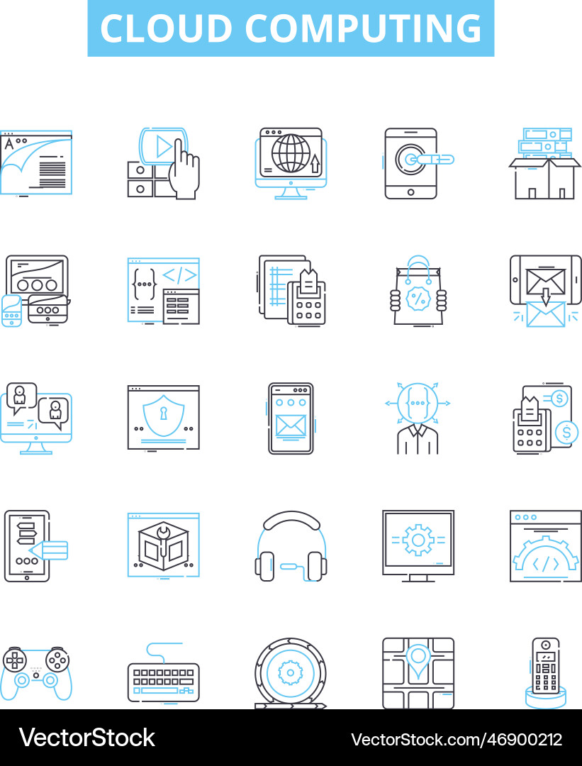 Cloud computing line icons set Cloud computing line icons set Vector Image
