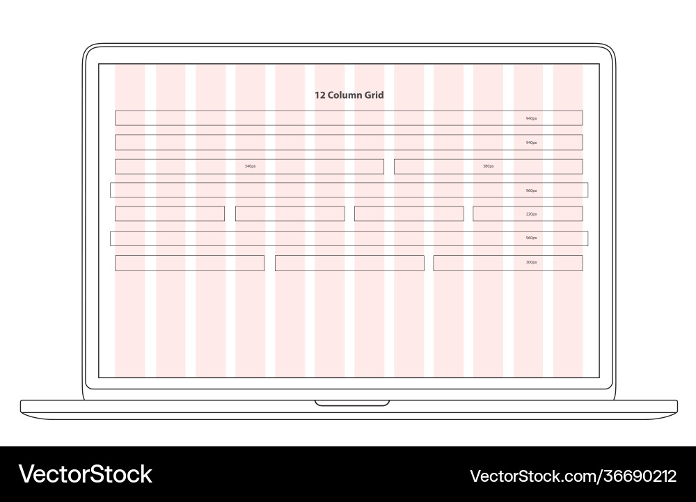 Column grid web screen display template computer Vector Image