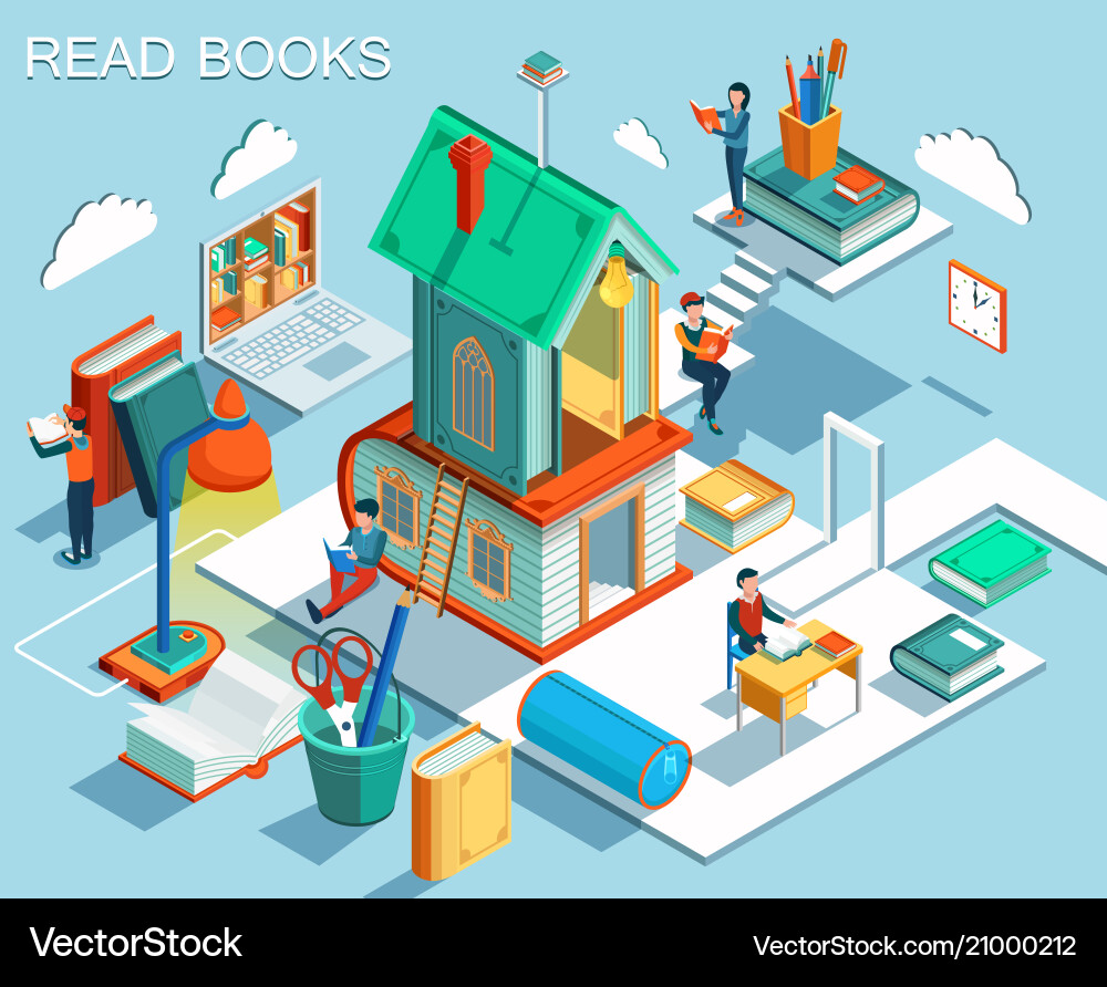 Concept of reading books vector image