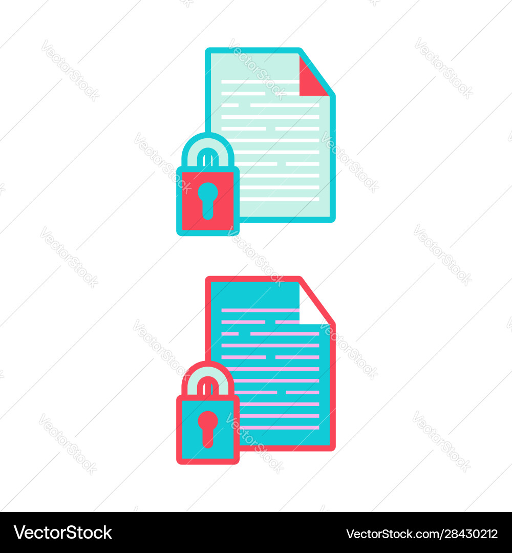 File or text with padlock locked program File or text with padlock locked program vector image