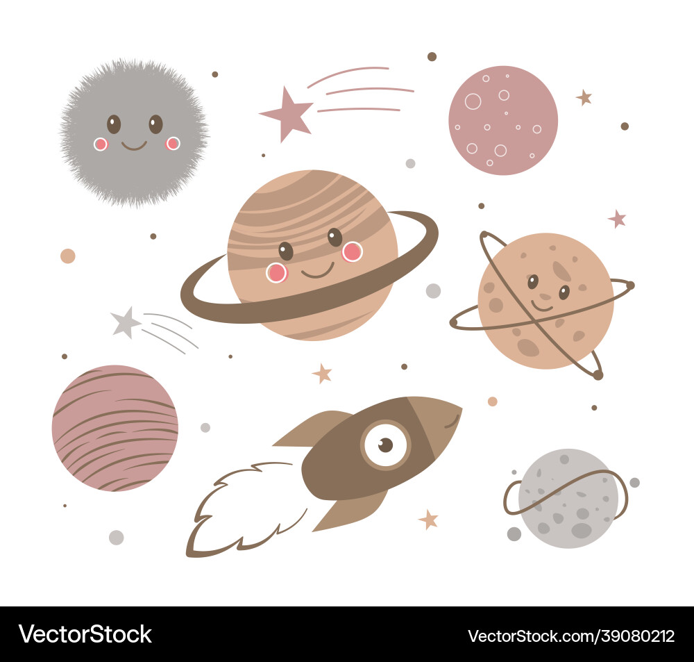 Funny planet characters Vector Image