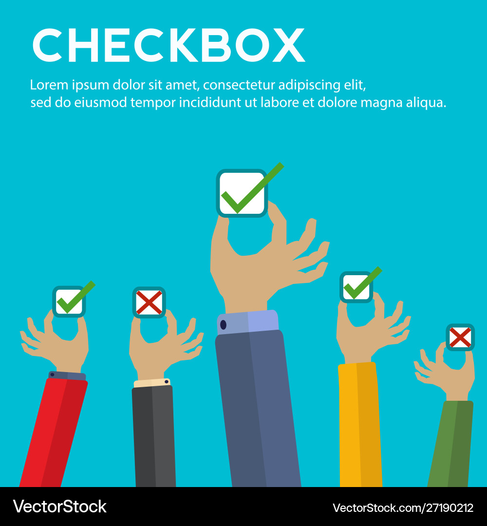Hands holding checkboxes with right and wrong Hands holding checkboxes with right and wrong vector image