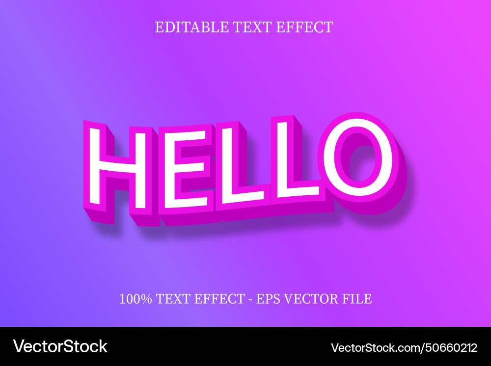 Hello text effect modern style Hello text effect modern style vector image