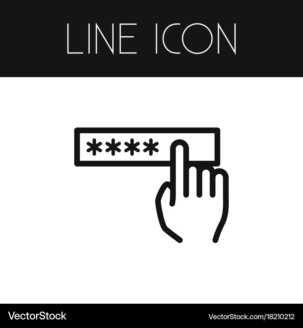 Isolated password outline security element vector image