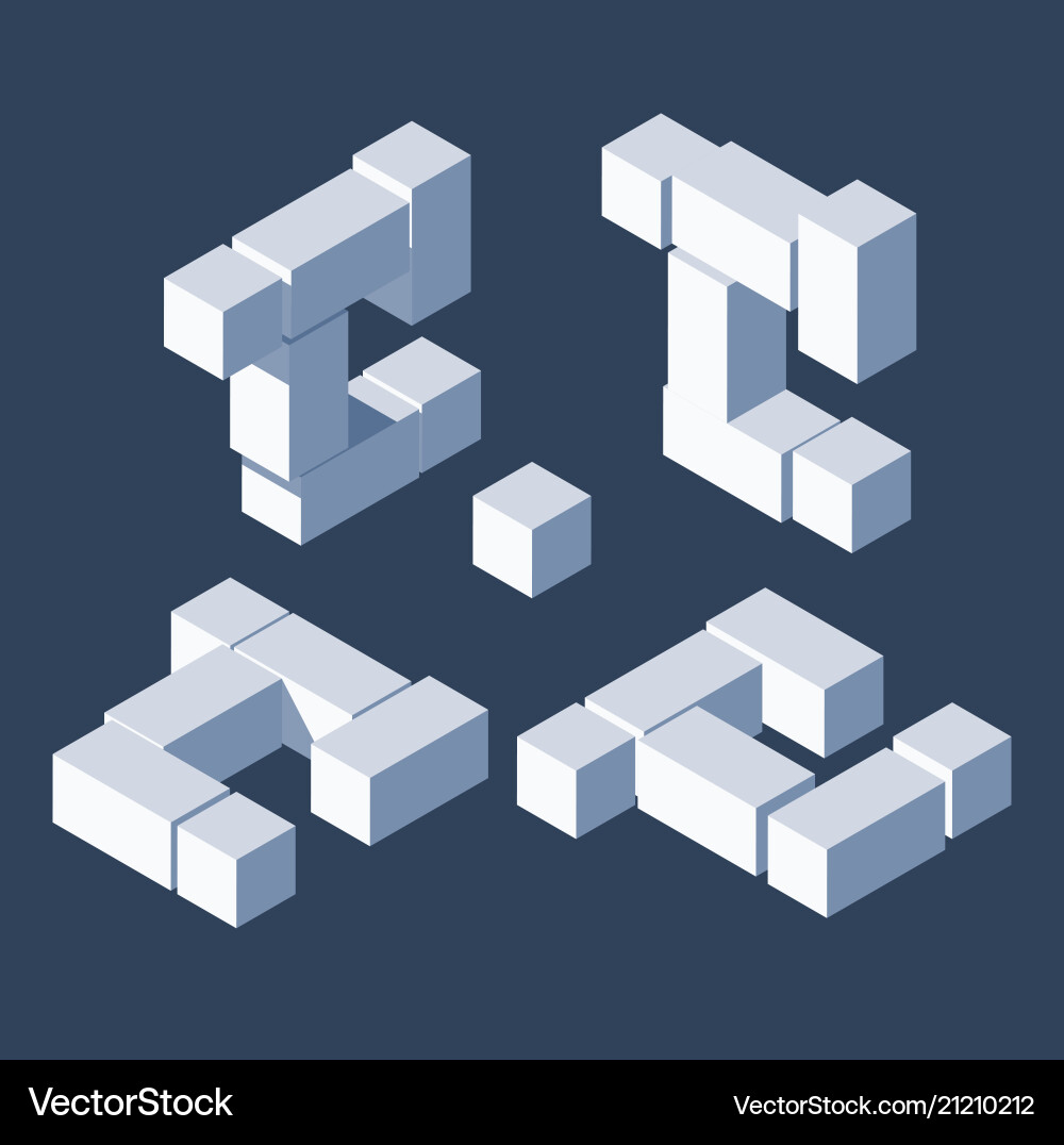 Large bundle letter c in isometric 3d style build Large bundle letter c in isometric 3d style build vector image