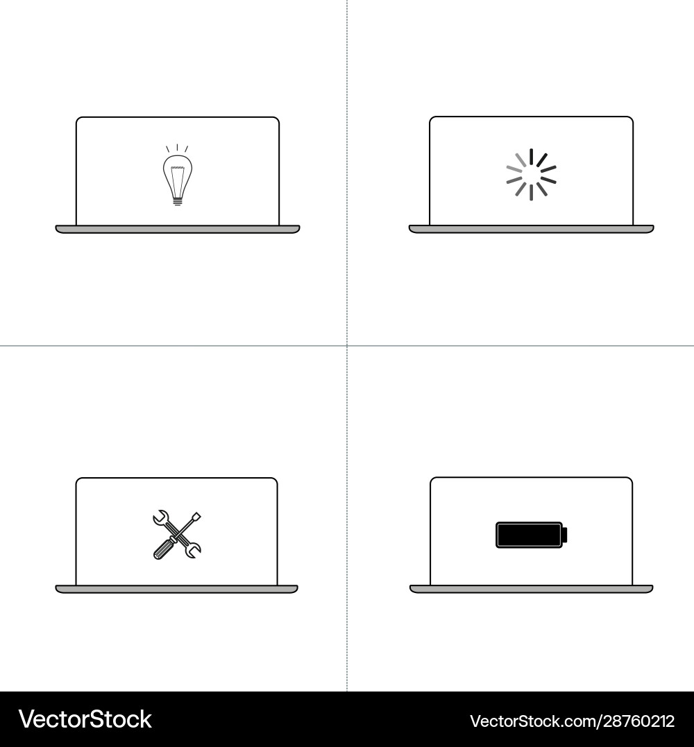 Linie Symbol Symbol gesetzt Laptop-Bildschirm Konzept Vektorbild