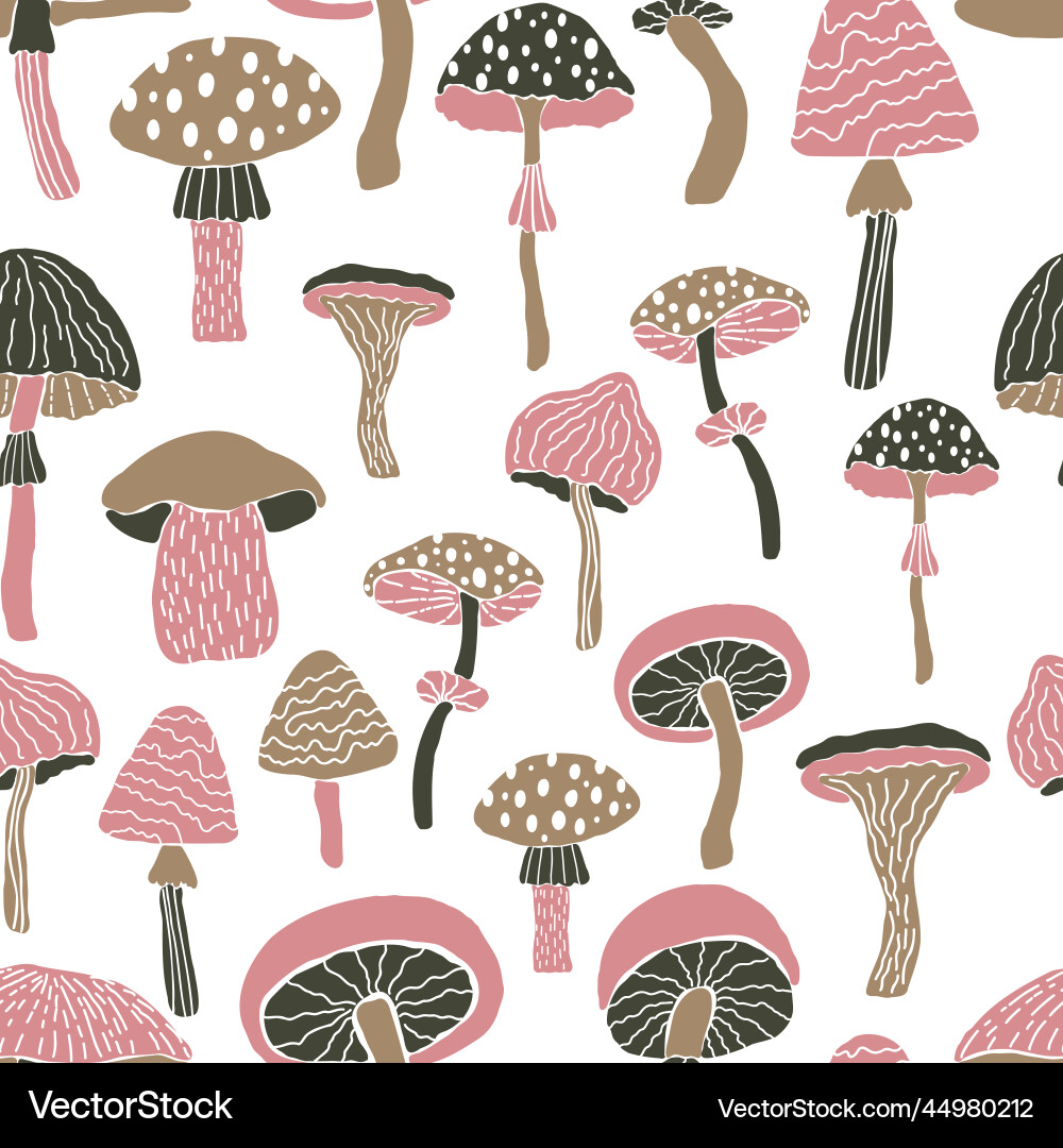 Mushroom Seamless Pattern vector image