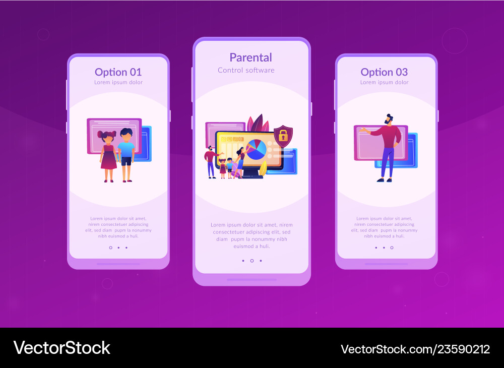 Parental control software app interface template Parental control software app interface template vector image