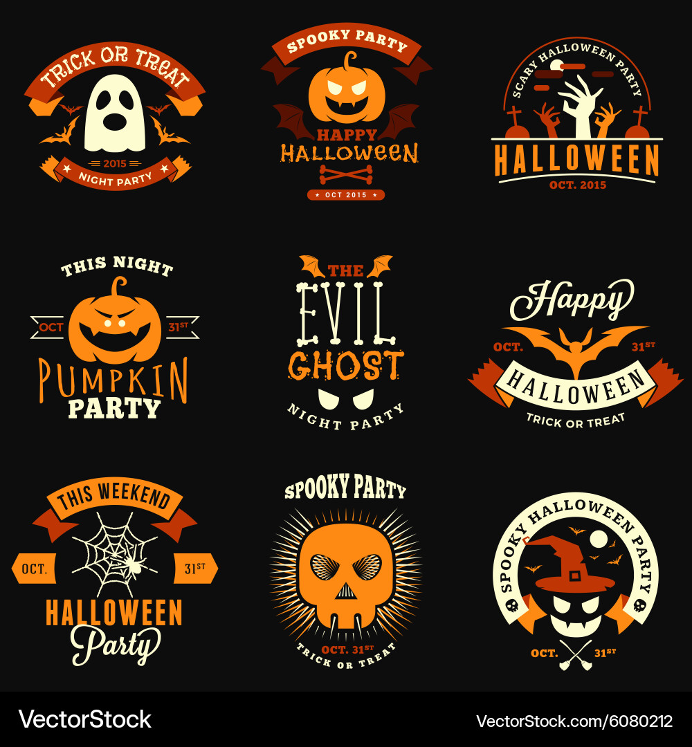Retro Halloween Badges & Labels Vector Image