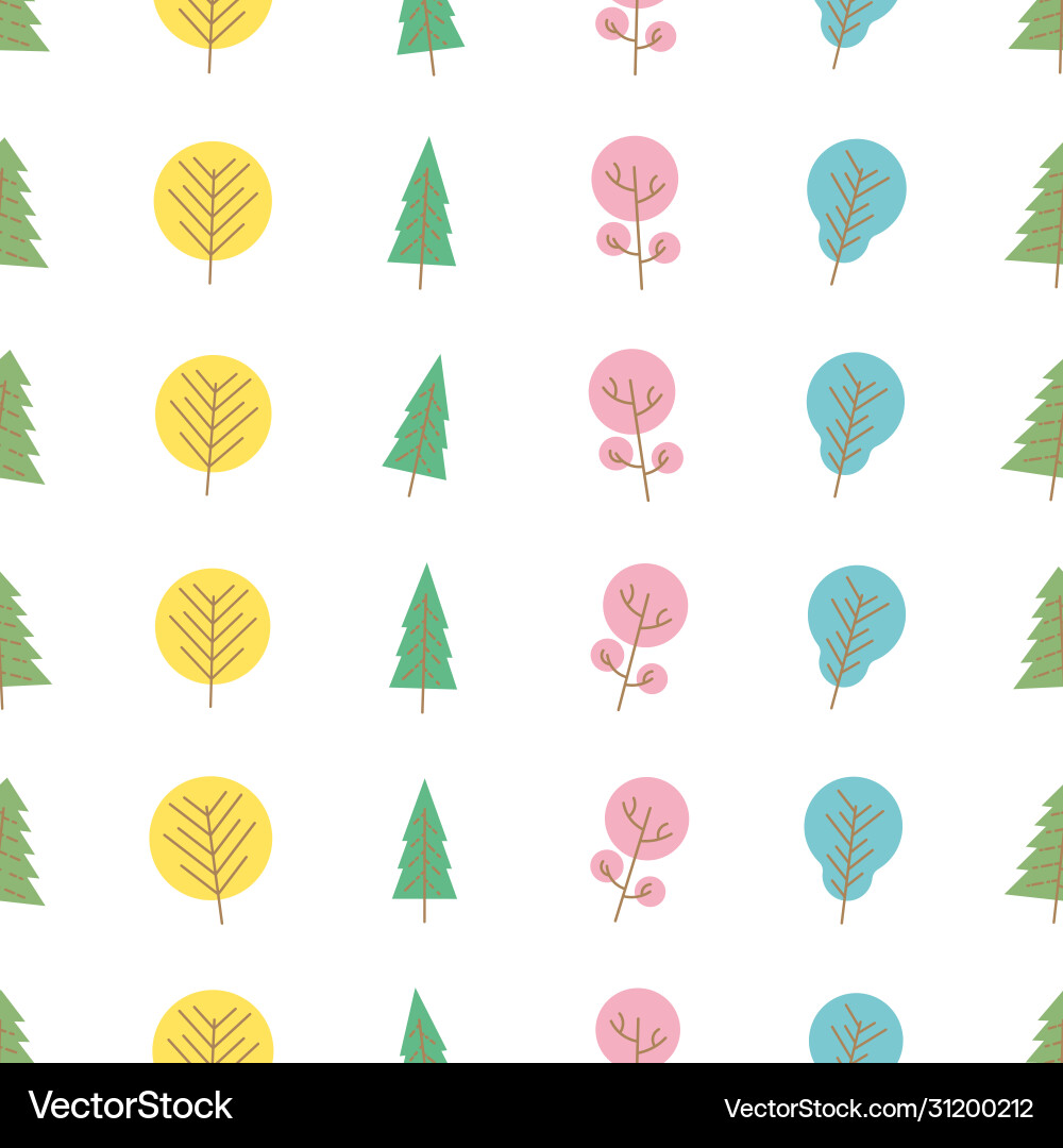 Seamless pattern with colored trees Vector Image