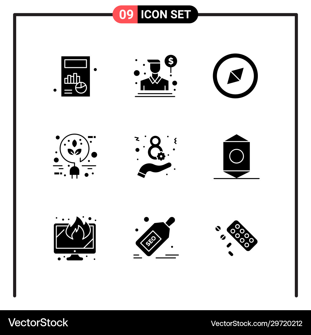 Set 9 solid style icons for web and mobile Vector Image