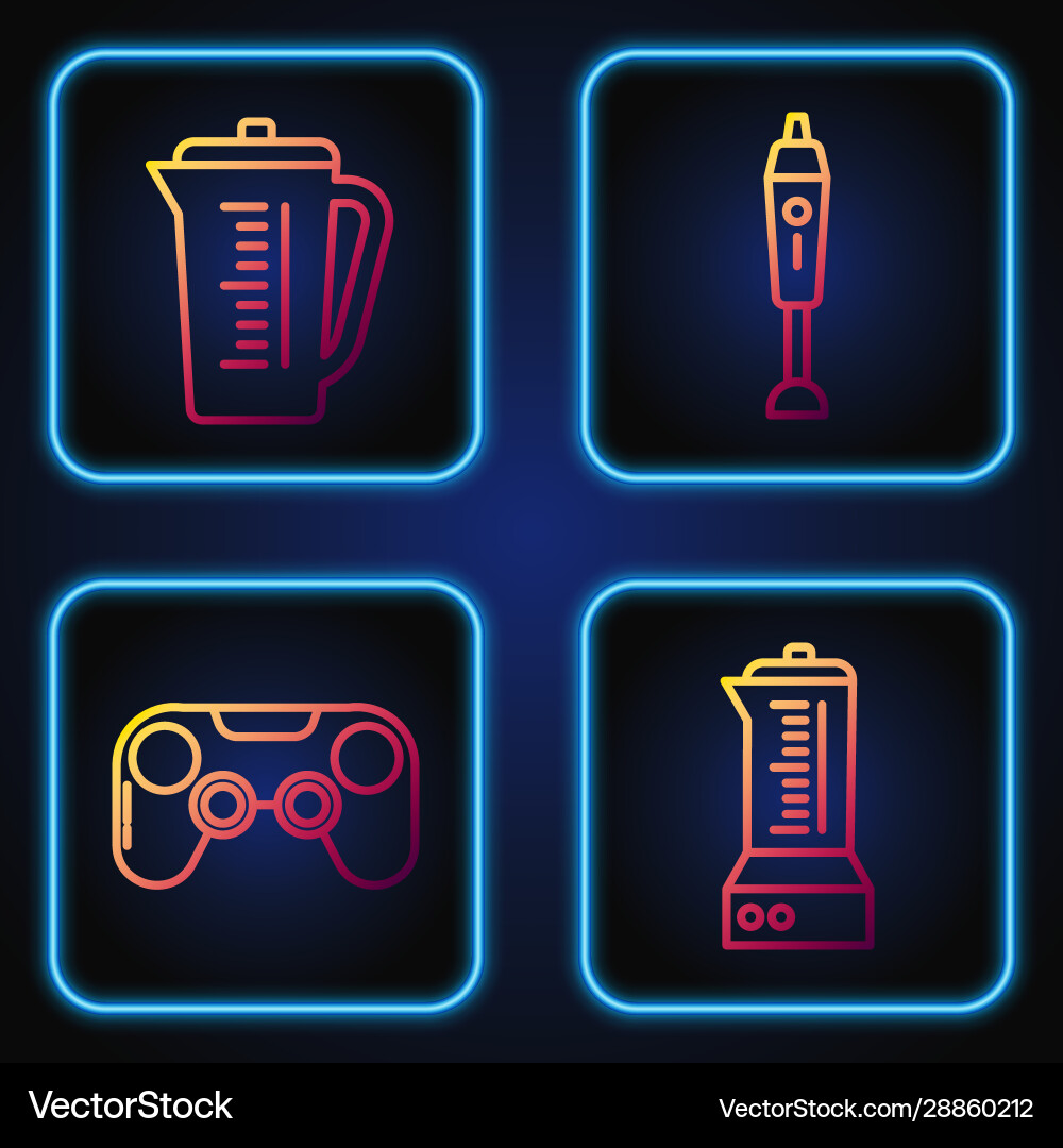 Set line blender gamepad measuring cup vector image