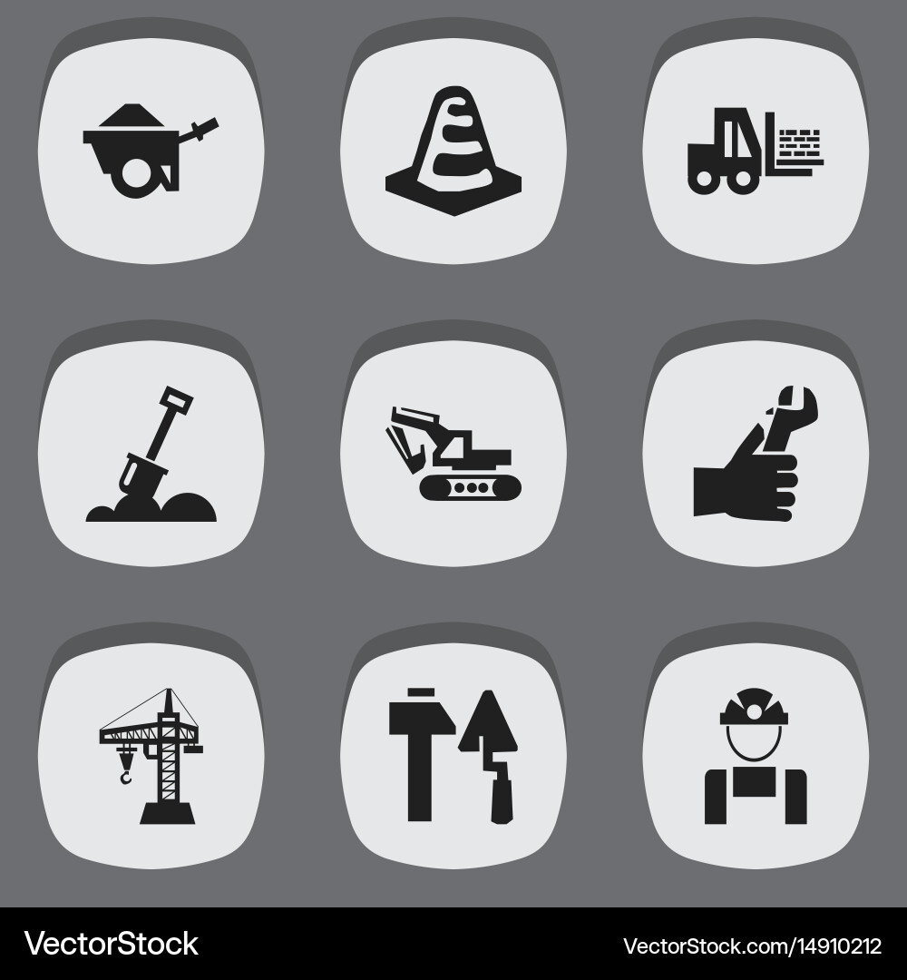Set of 9 editable building icons includes symbols vector image