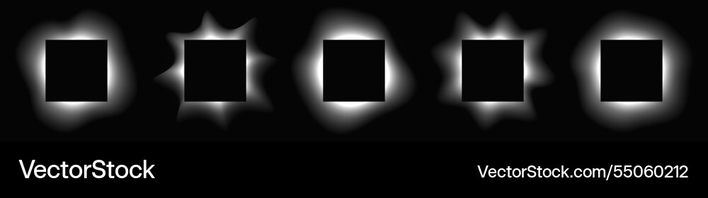 Set of square illuminate light frames Vector Image