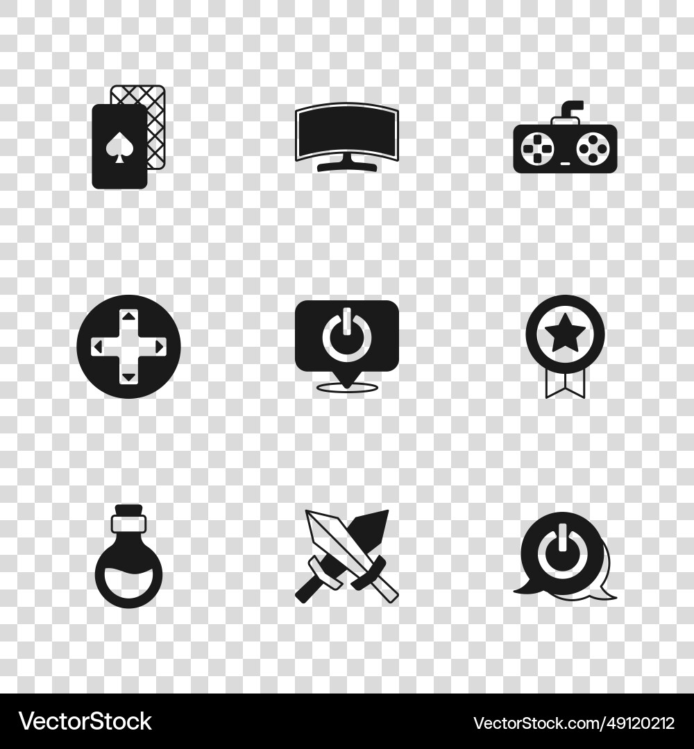 Set sword for game rating with medal power Set sword for game rating with medal power vector image