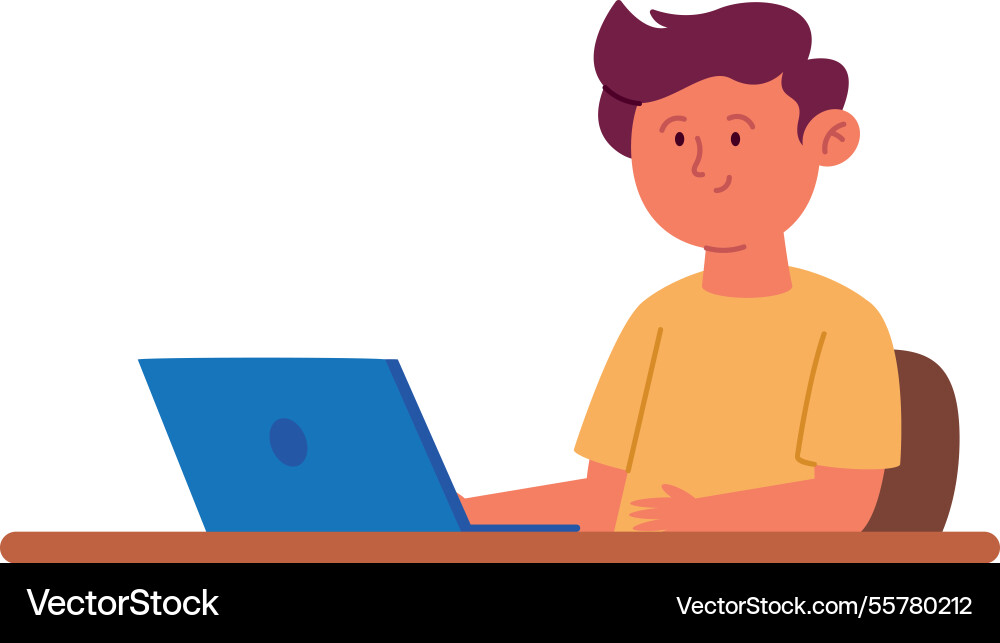 Student on computer learning digital Vector Image
