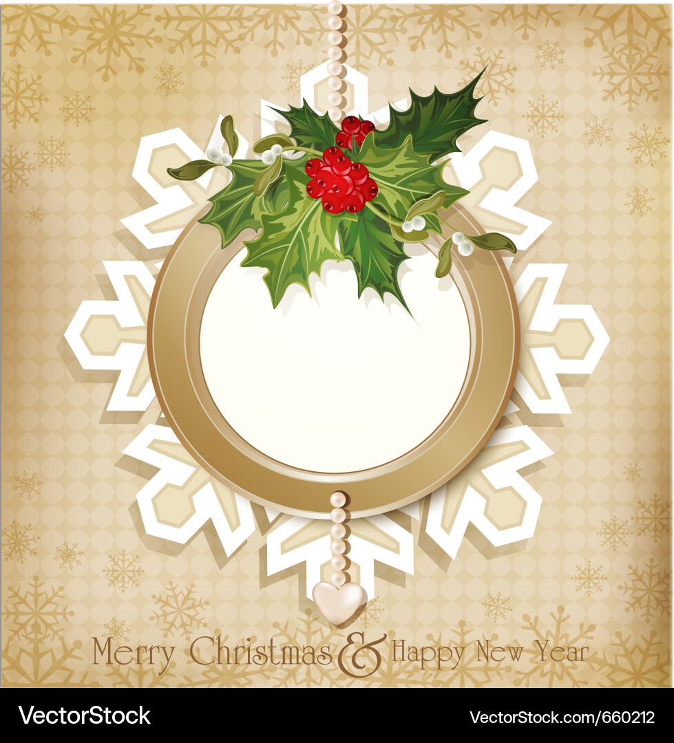Vintage Weihnachten Holly Hintergrund Vektorbild