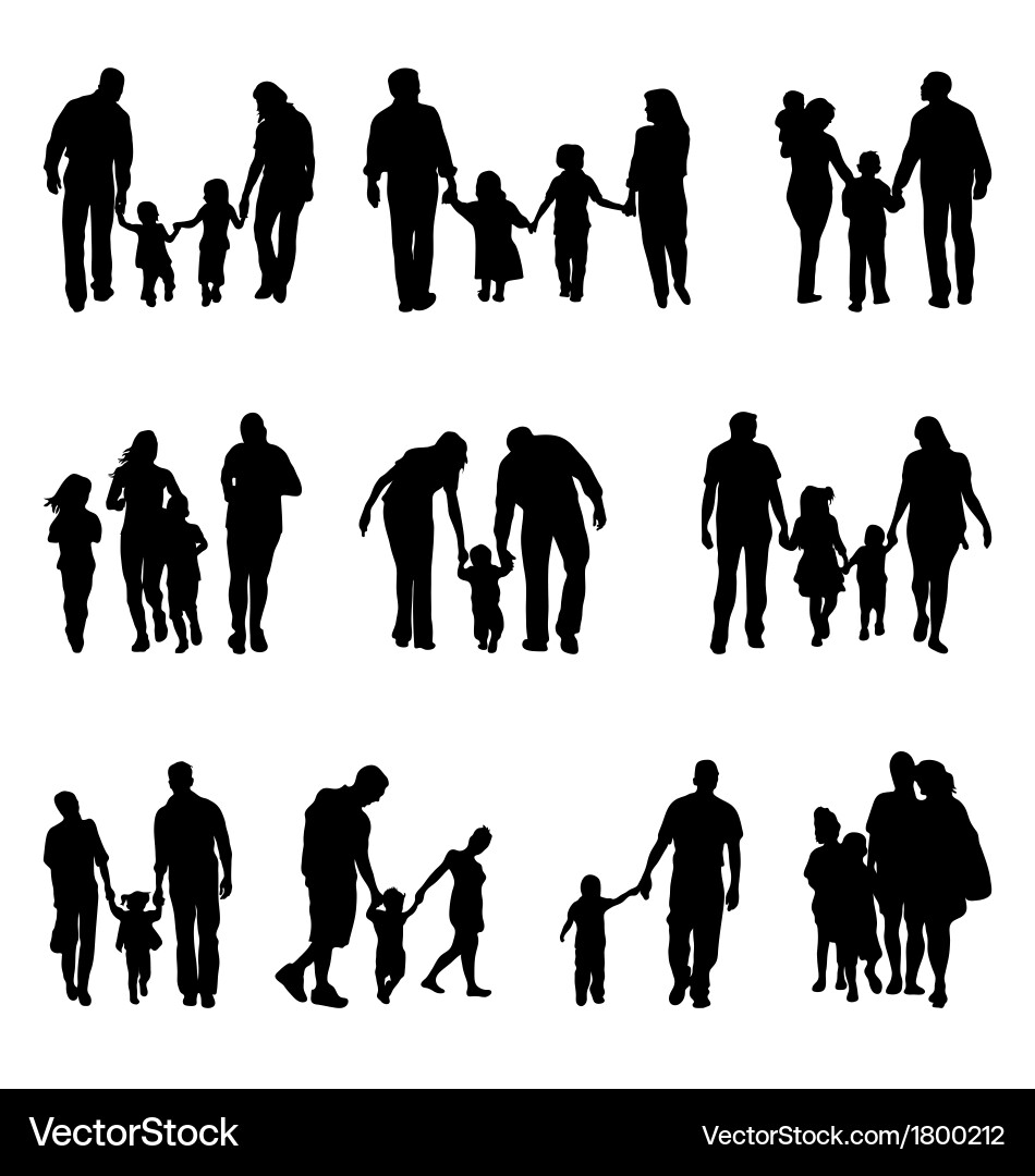 Walking Family Silhouettes vector image