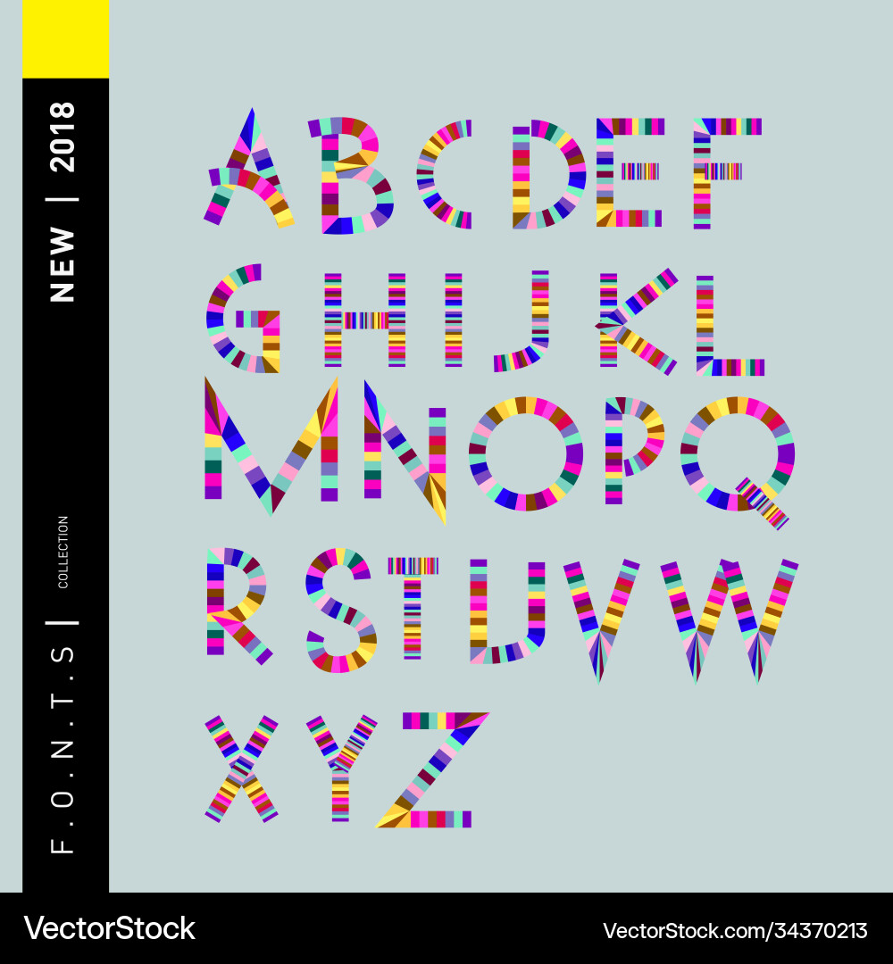 Abstract colorful font and alphabet Abstract colorful font and alphabet Vector Image