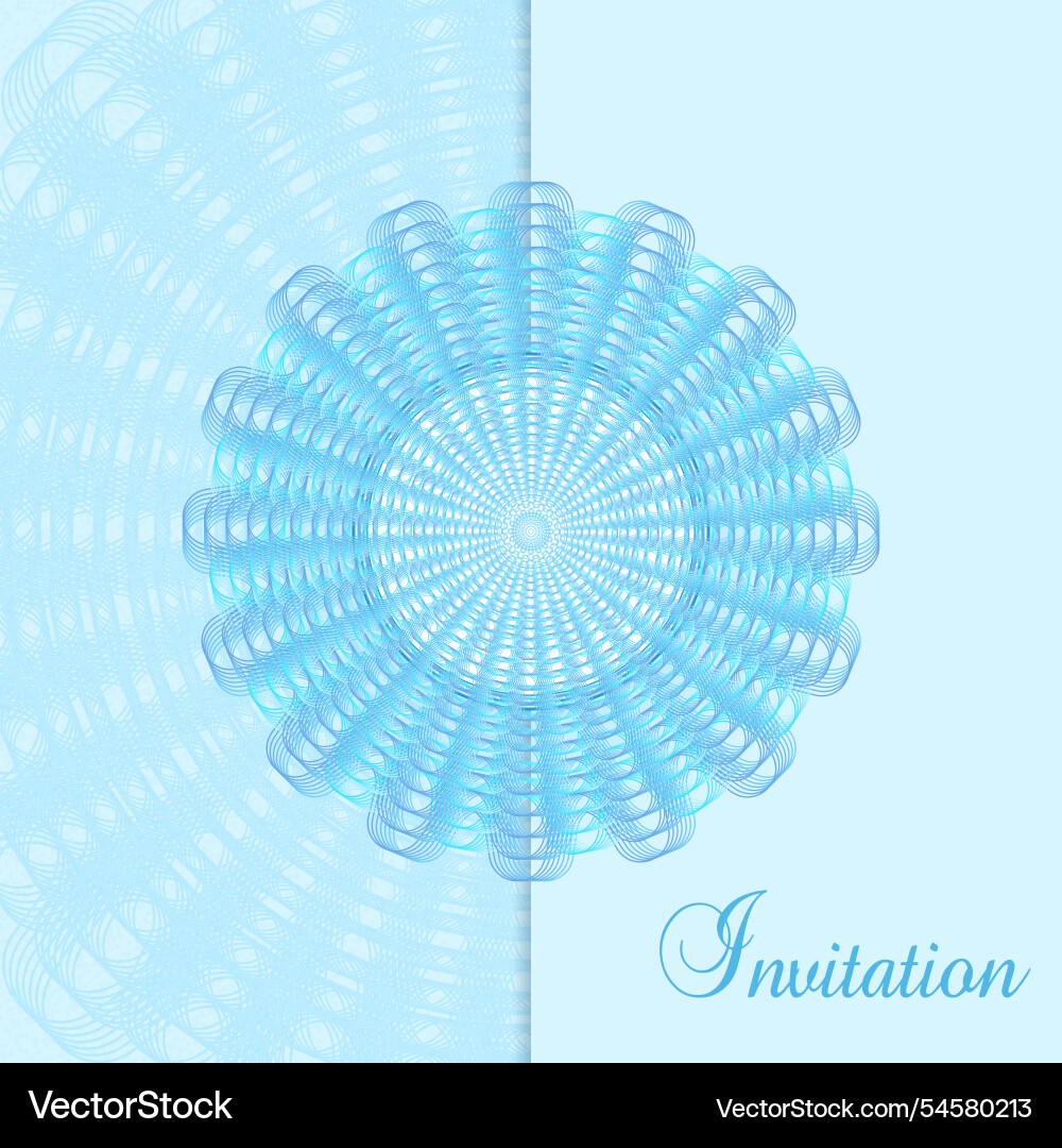 Blue round openwork pattern invitation template Vector Image