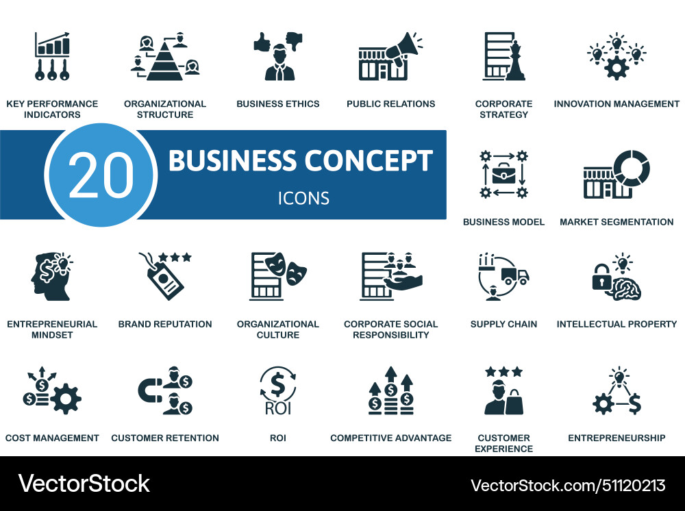 Business concept set creative icons Royalty Free Vector