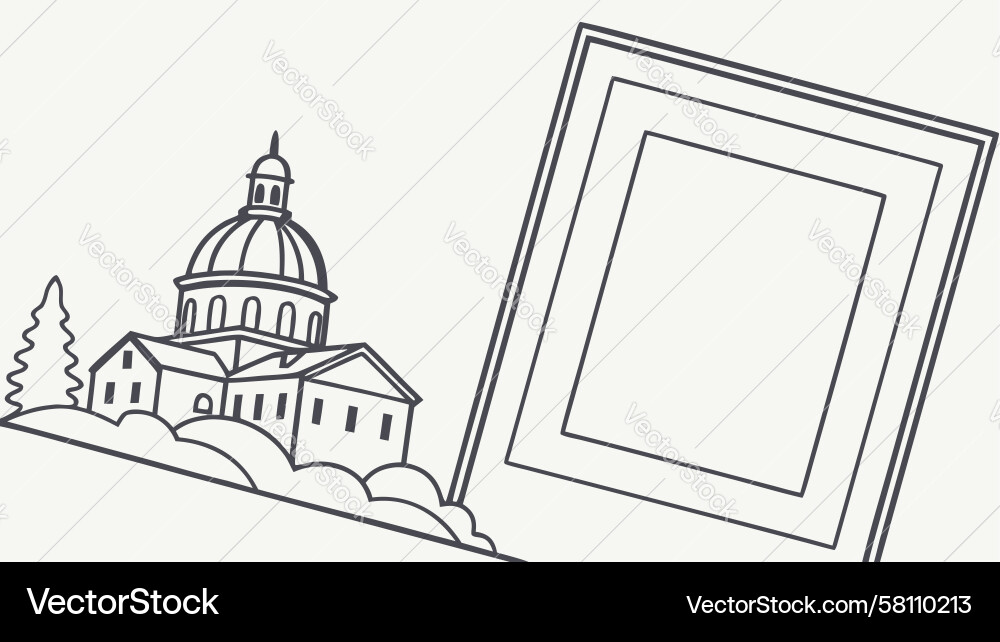 Classical Building with Picture Frame Vector Image