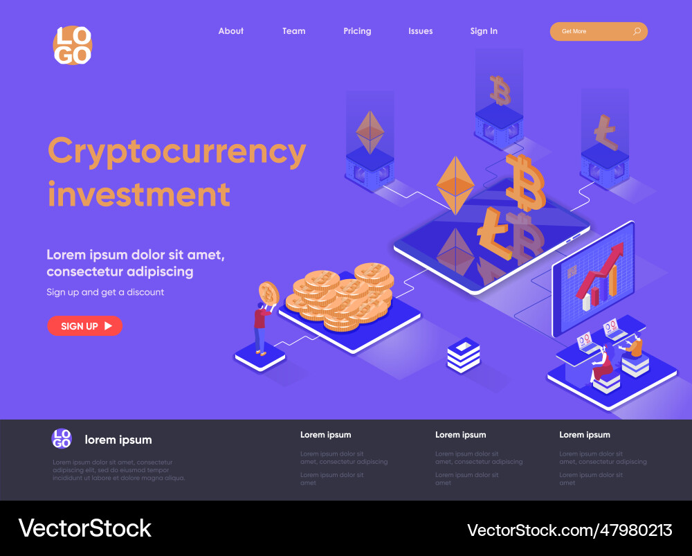 Cryptocurrency investment isometric landing page – Royalty-Free Vector |  VectorStock