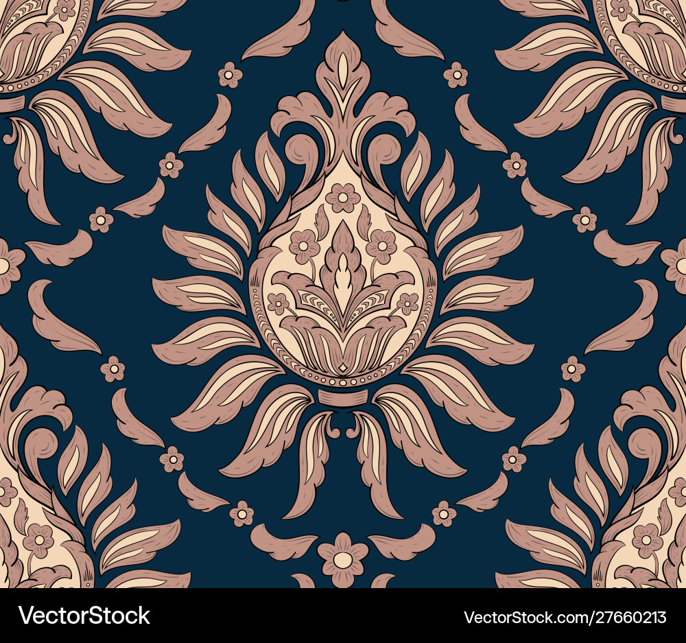 Damask seamless pattern element classical Damask seamless pattern element classical vector image
