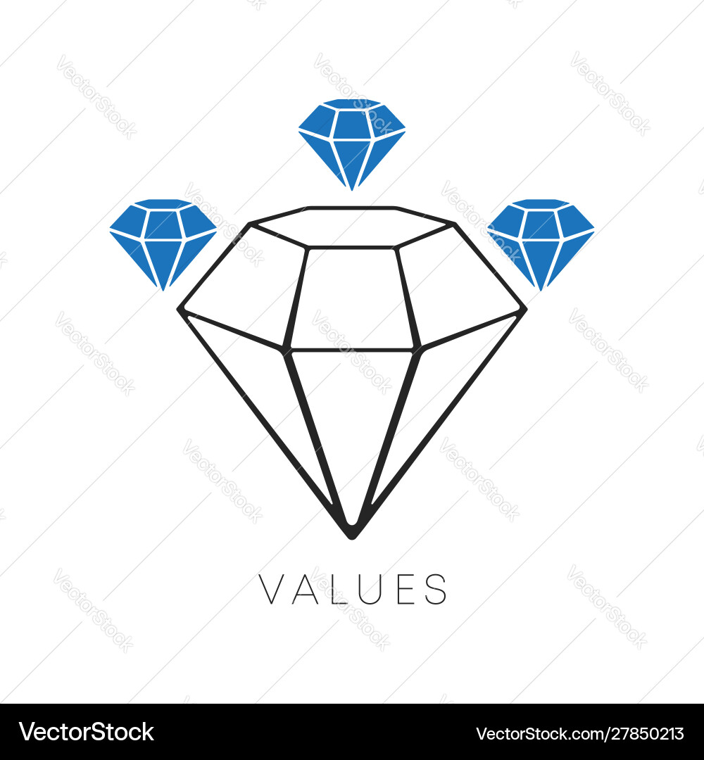 Diamond icon minimal line design values vector image