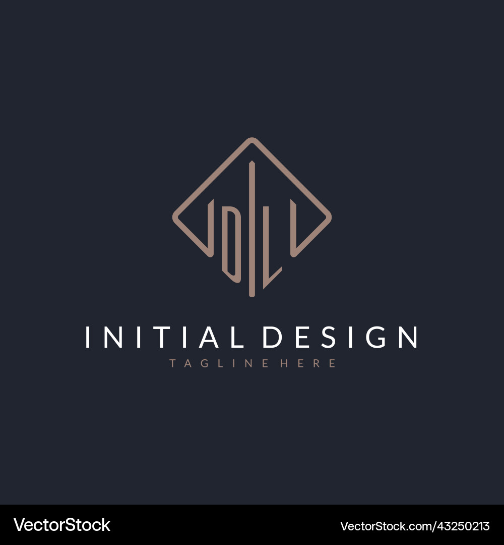 Dl initial logo with curved rectangle style design Vector Image