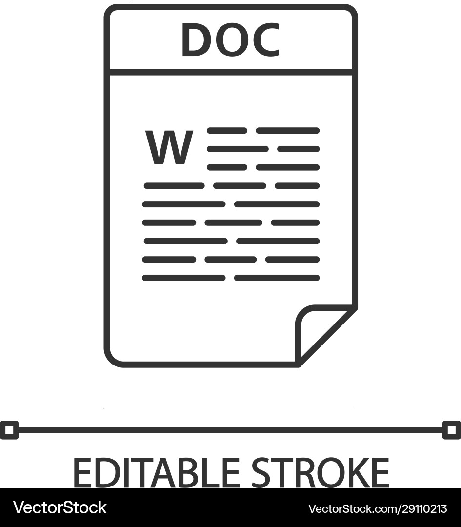 Doc-Datei lineare Icon Word-Bearbeitung Dokument Doc-Datei lineare Icon Word-Bearbeitung Dokument vektorbild