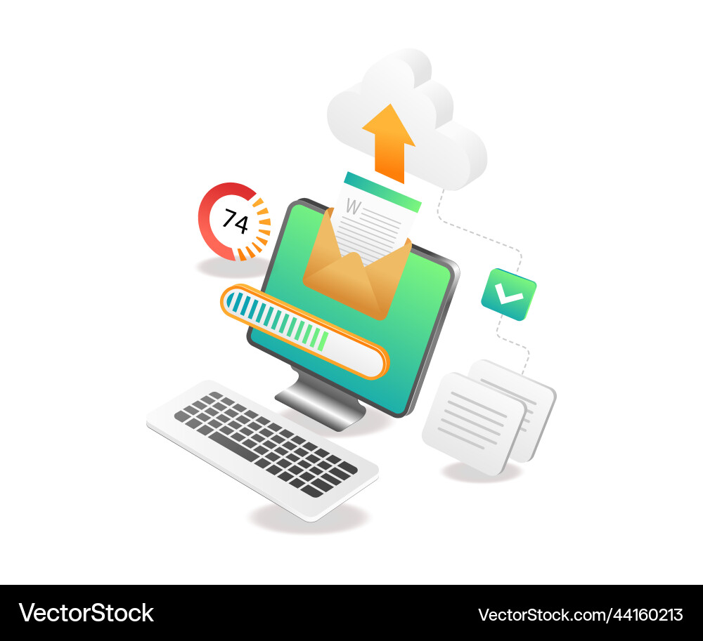 In progress sending data to cloud server In progress sending data to cloud server vector image