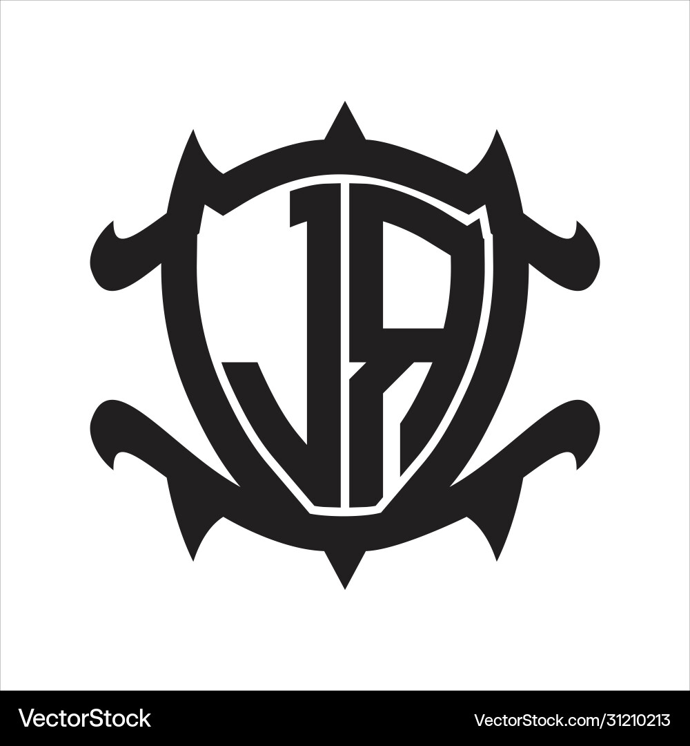 Jr logo monogram isolated with frame shield shape vector image