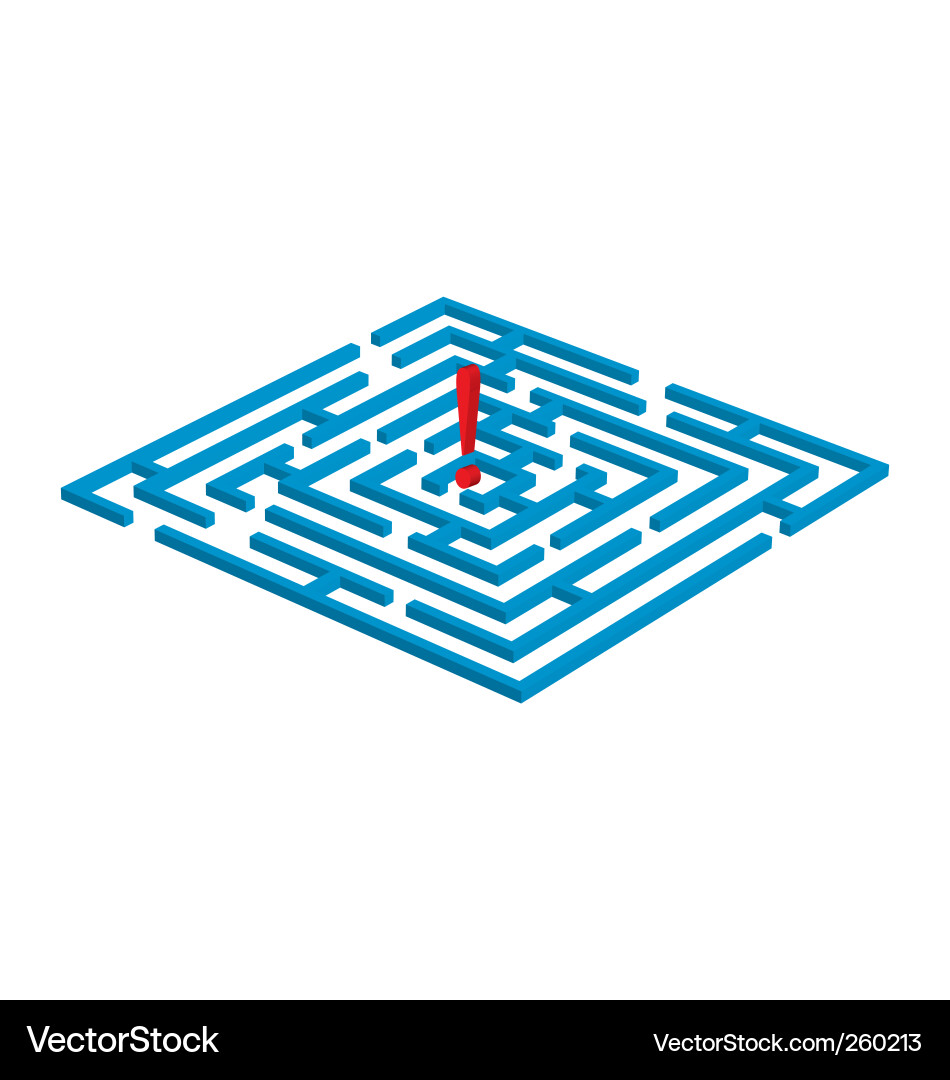 Labyrinth with attention mark vector image