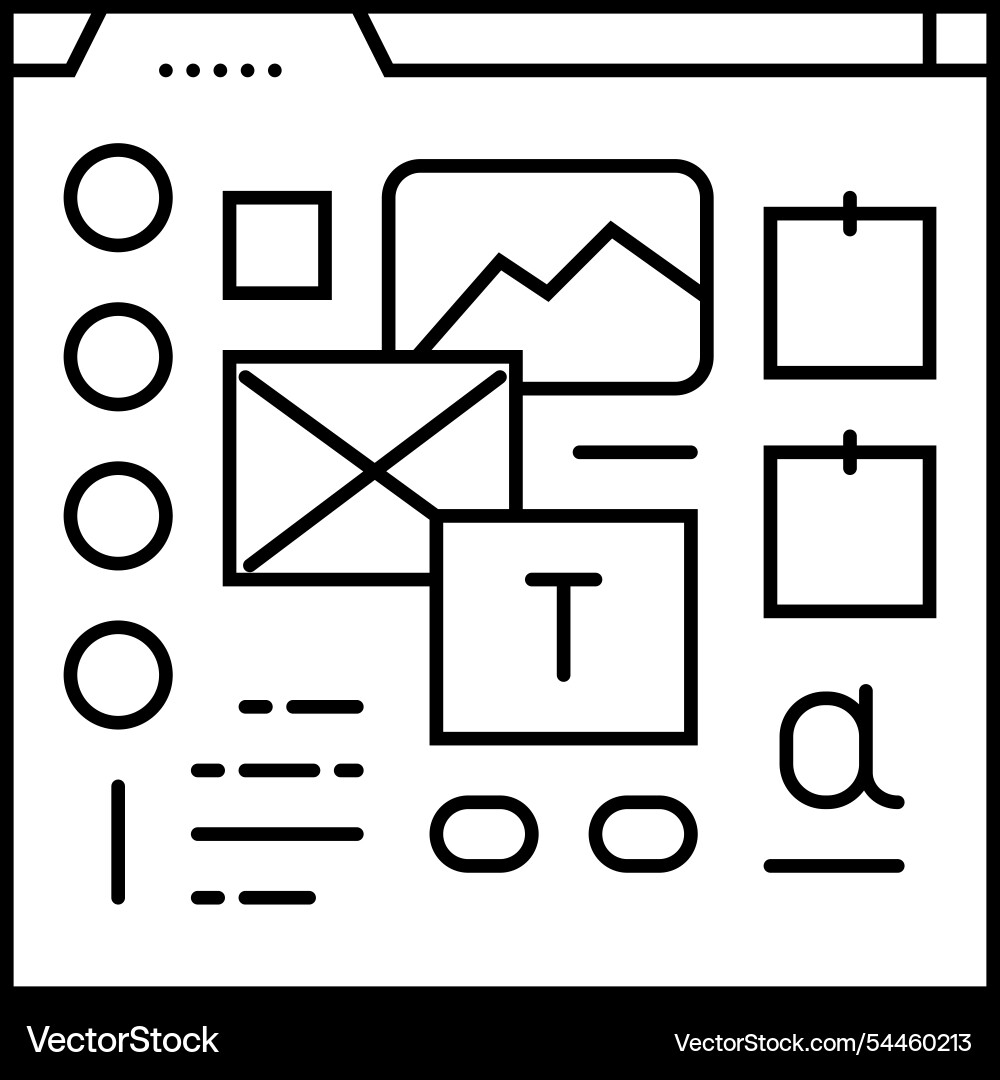 Mood board ux ui design line icon Mood board ux ui design line icon vector image