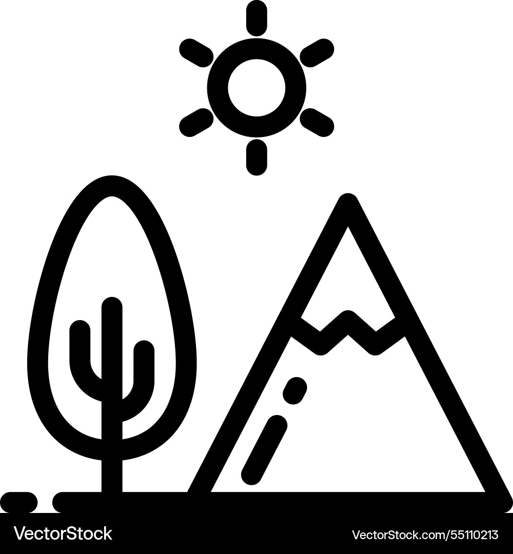 Mountains icon thin linear style design isolated Mountains icon thin linear style design isolated vector image