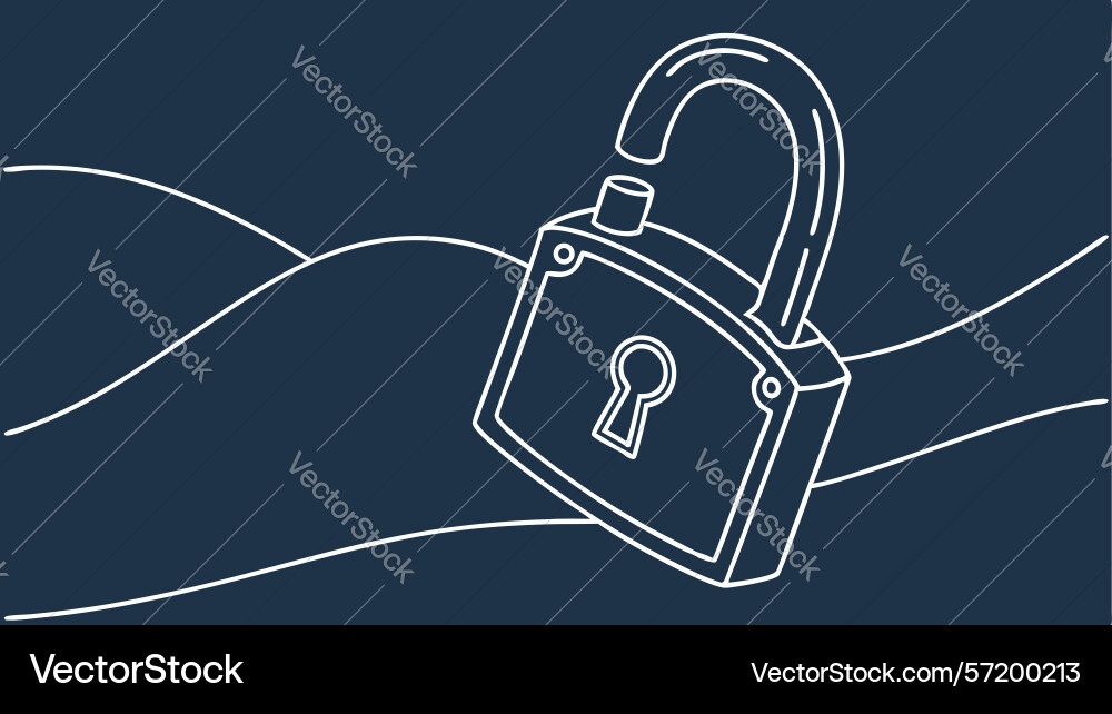 Secure padlock icon on dark background design vector image