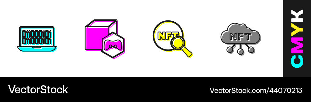 Set binary code nft digital crypto art search Set binary code nft digital crypto art search vector image
