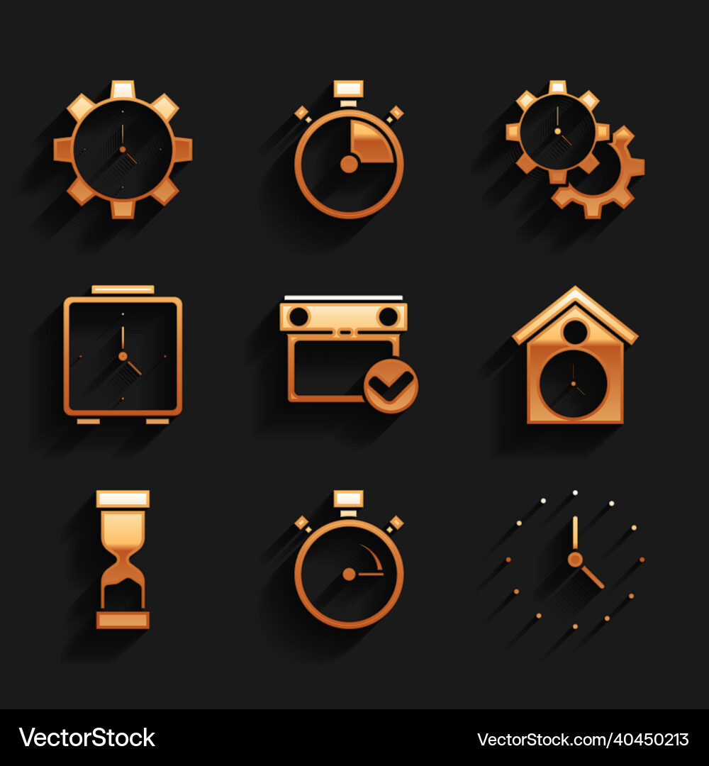 Set calendar with check mark stopwatch clock Vector Image