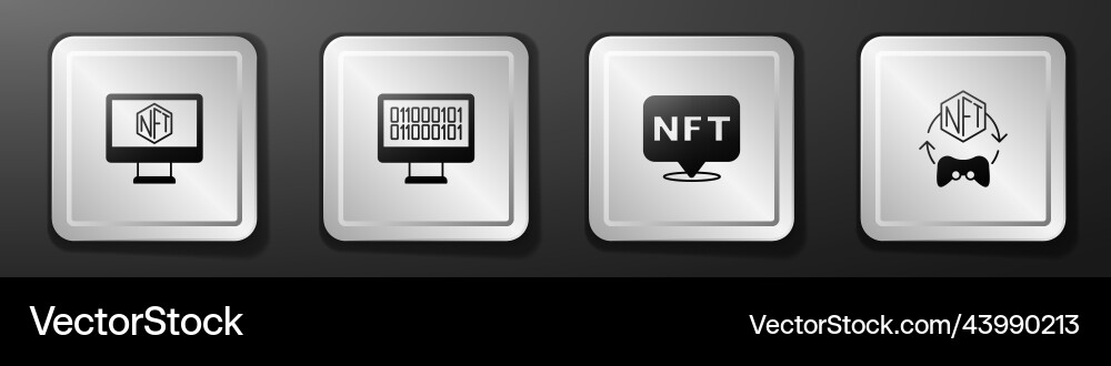 Set monitor with art store app binary code nft Set monitor with art store app binary code nft vector image